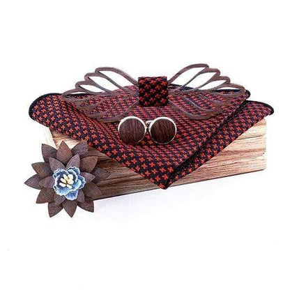 showroomcadeau coffret cravate Marron Nœud papillon mouchoir Boutons de manchette pour hommes