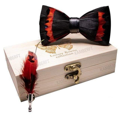 showroomcadeau coffret cravate Noir/Orange Original nœud mode plume