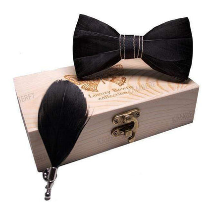 showroomcadeau coffret cravate Noir Original nœud mode plume