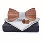 showroomcadeau Cravate homme Argent Cravate nœud en bois pour hommes avec Boutons de manchette