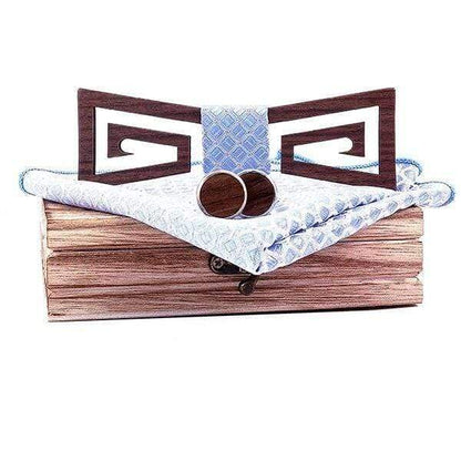 showroomcadeau Cravate homme Blanc Marron Nœud papillon hommes en bois tendance,Cravate homme