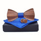 showroomcadeau Cravate homme Bleu Cravate nœud en bois pour hommes avec Boutons de manchette