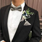 showroomcadeau Cravate homme Bleu Ensembles de mouchoir nœud papillon pour mariage