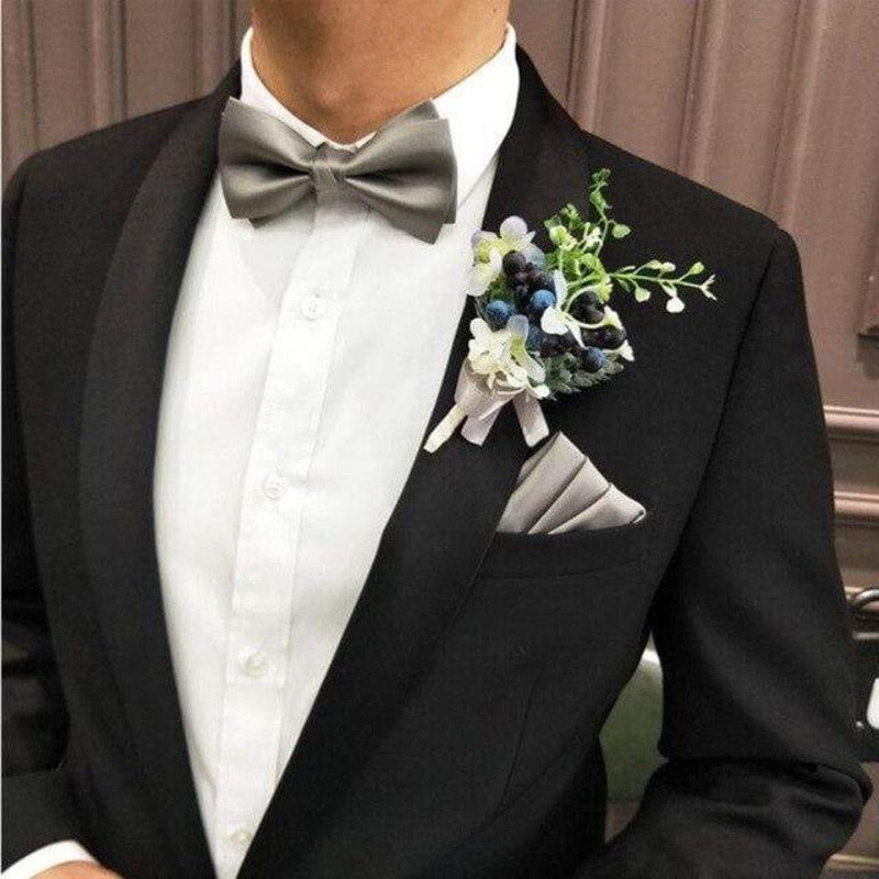 showroomcadeau Cravate homme Bleu Ensembles de mouchoir nœud papillon pour mariage