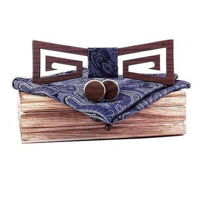 showroomcadeau Cravate homme Bleu Marron Nœud papillon hommes en bois tendance,Cravate homme