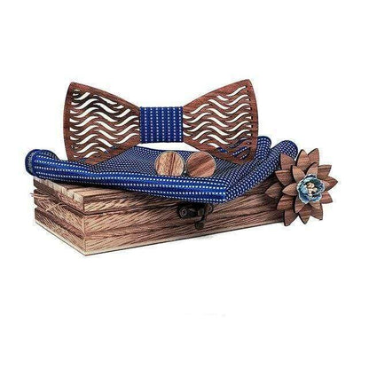 showroomcadeau Cravate homme Bleu Noeud papillon poche carré boutons de manchette