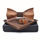 showroomcadeau Cravate homme Cafe Cravate nœud en bois pour hommes avec Boutons de manchette