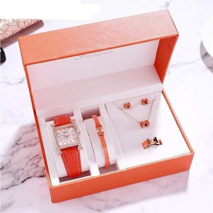 showroomcadeau Ensemble bijoux Femme Orange /Blanc 6PCS Montres Bracelet ensemble 2020 Fashion mode femmes