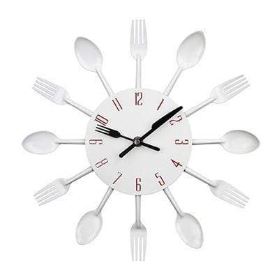 showroomcadeau Horloge murale Blanc Chef-Horloge murale créative en métal cuisine