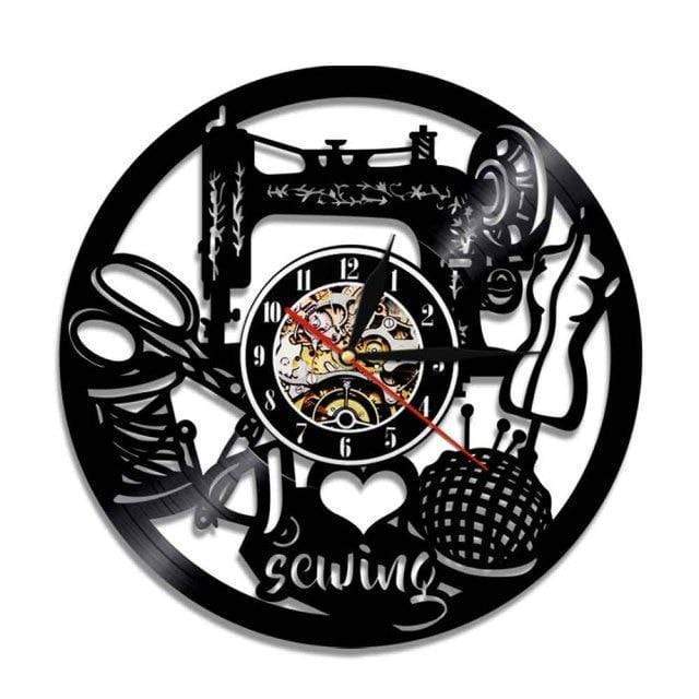 showroomcadeau Horloge murale LED 4 / Noir Hairclock-Horloge murale sur mesure couturière