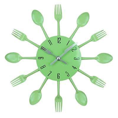 showroomcadeau Horloge murale Vert Chef-Horloge murale créative en métal cuisine