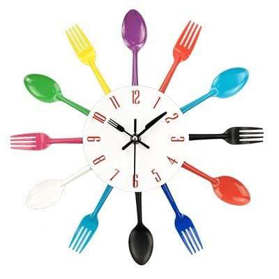 showroomcadeau Horloge murale Violet Chef-Horloge murale créative en métal cuisine