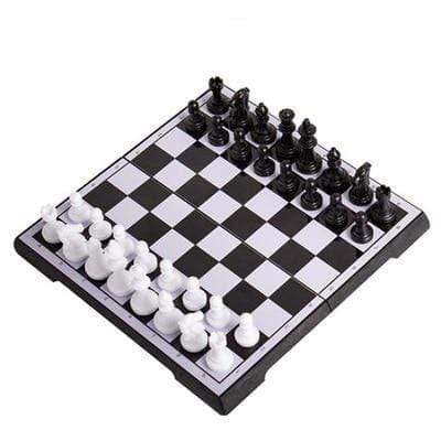 showroomcadeau Jeu d'échecs Noir Blanc 19cm Jeu d'échecs en plastique magnétique