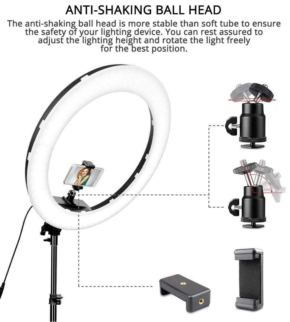 showroomcadeau lampe annulaire Blanc LED lampe annulaire ronde avec trépied et télécommande