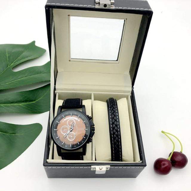 showroomcadeau montre-Bracelet Marron Montre-Bracelet magnifiquement emballé cadeau homme