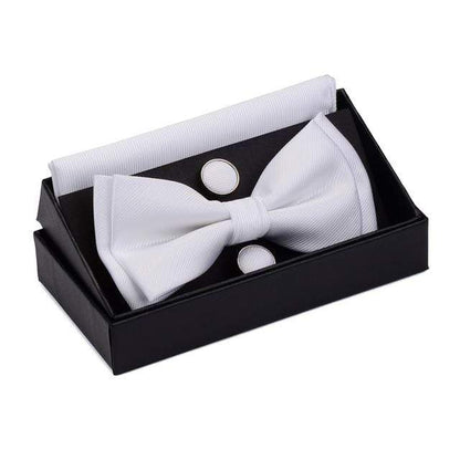 showroomcadeau Noeud papillon Blanc Nœud papillon poche boutons de manchette carrés ensemble boîte cadeau