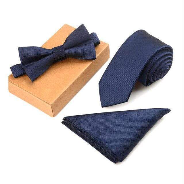 showroomcadeau Noeud papillon Bleu/Marine Ensemble de cravates solides pour hommes