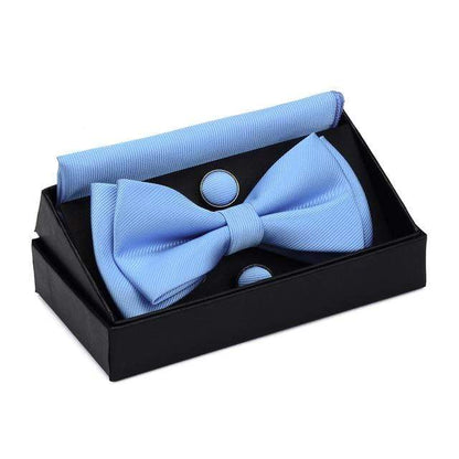 showroomcadeau Noeud papillon Bleu Nœud papillon poche boutons de manchette carrés ensemble boîte cadeau