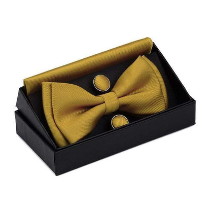 showroomcadeau Noeud papillon Citron Nœud papillon poche boutons de manchette carrés ensemble boîte cadeau