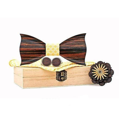 showroomcadeau Noeud papillon Jaune Noeud papillon mouchoir boutons de manchette ensembles pour homme