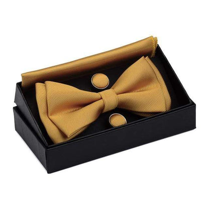 showroomcadeau Noeud papillon Jaune Nœud papillon poche boutons de manchette carrés ensemble boîte cadeau