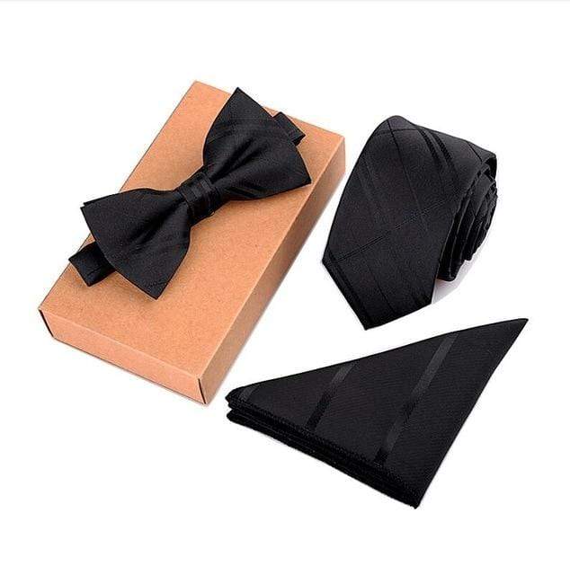 showroomcadeau Noeud papillon Noir Ensemble de cravates solides pour hommes