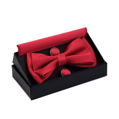 showroomcadeau Noeud papillon Rose Nœud papillon poche boutons de manchette carrés ensemble boîte cadeau