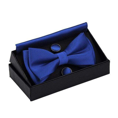 showroomcadeau Noeud papillon Royal/Bleu Nœud papillon poche boutons de manchette carrés ensemble boîte cadeau