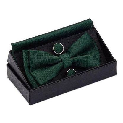 showroomcadeau Noeud papillon Vert Nœud papillon poche boutons de manchette carrés ensemble boîte cadeau