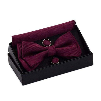 showroomcadeau Noeud papillon Violet Nœud papillon poche boutons de manchette carrés ensemble boîte cadeau